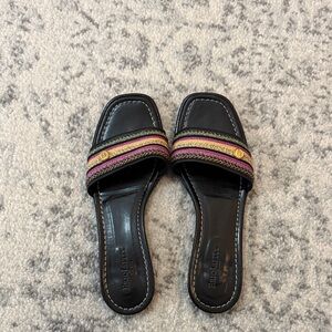 Eric Javits Black Sandals with Multicolor Straps